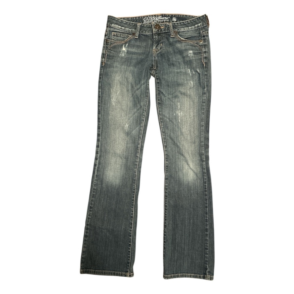 GUESS Women's Distressed Blue Boot Cut Jeans, Size 27
